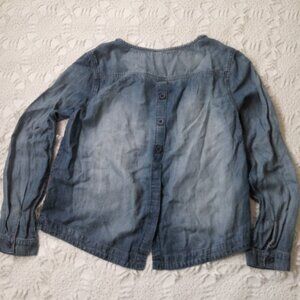 Cloth & Stone Button Back Shirt Blouse Blue 100% Tencel Chambray Medium Women M